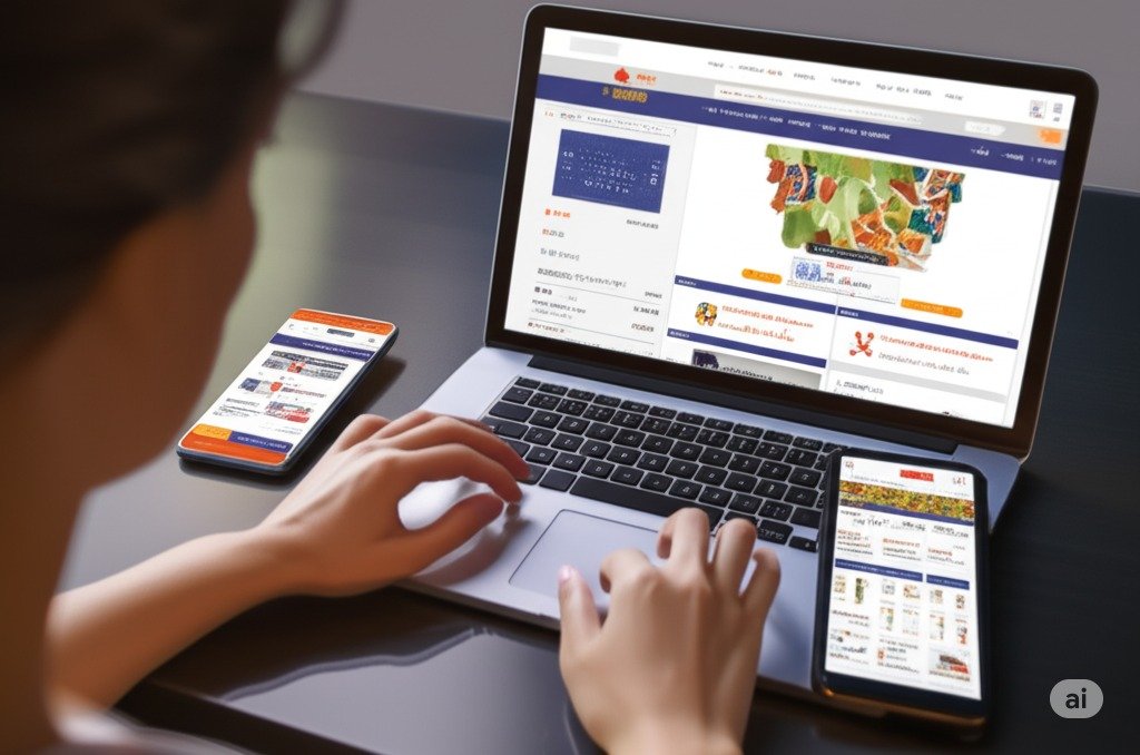 A person thoroughly researching a company using various devices and resources, demonstrating the importance of in-depth company research for effective job search strategies and career development.