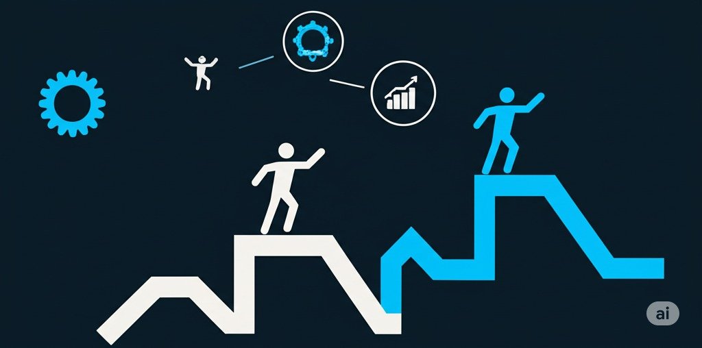A dynamic digital illustration will depict a stylized figure navigating a path with various symbolic obstacles (e.g., hurdles, winding roads). Above the figure will be four distinct, interconnected icons representing the SOAR method: a scene or setting for Situation, a barrier or challenge for Obstacle, an action symbol like gears or forward arrows, and a trophy or upward arrow for Result. The figure will be shown overcoming the obstacles with determination, leading towards the final 'Result' icon. The scene will emphasize resilience, problem-solving, and the journey towards achievement. The color scheme will be encouraging, using vibrant greens and blues to highlight growth and forward movement, with professional grays and subtle golds to underscore competence and success.